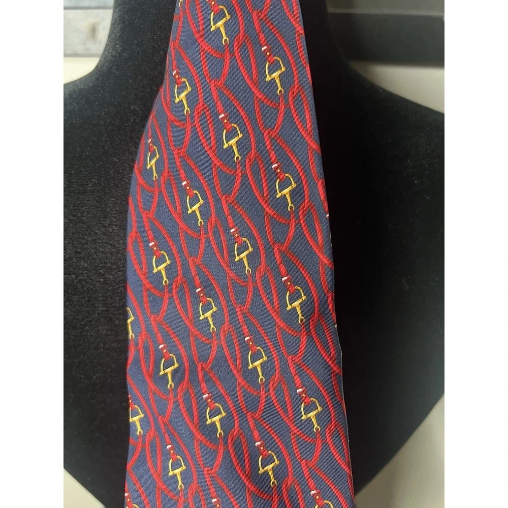 Gucci Silk Tie Horsebit Logo Print Made in Italy